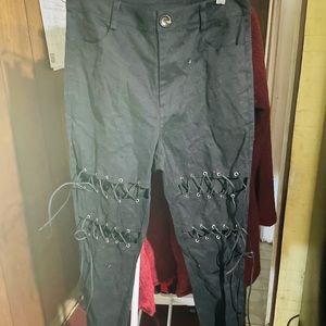 Laced up skinny jeans